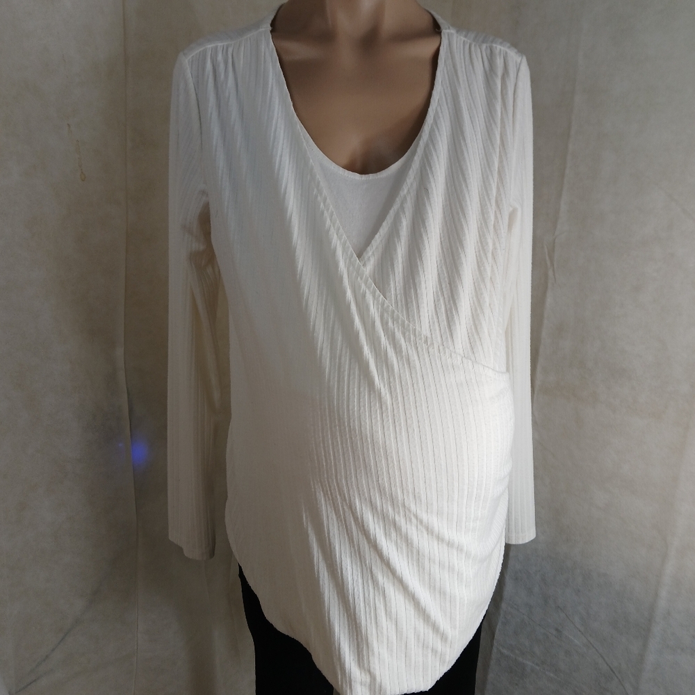 Isabel Off White Wrap Maternity Top Women's Size Small